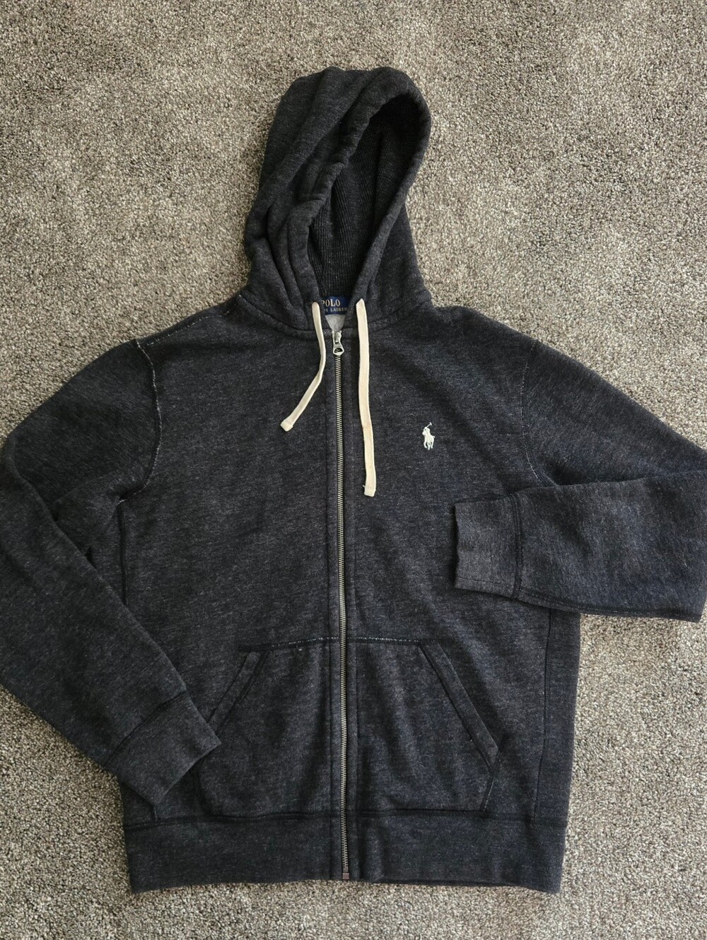 Polo Ralph Lauren Full Zip Fleece Lined Hooded Sweatshirt Jacket L